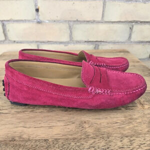 Tod's Pink Suede Driving Loafers